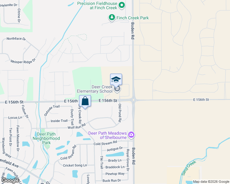 map of restaurants, bars, coffee shops, grocery stores, and more near 15811 Boden Road in Noblesville