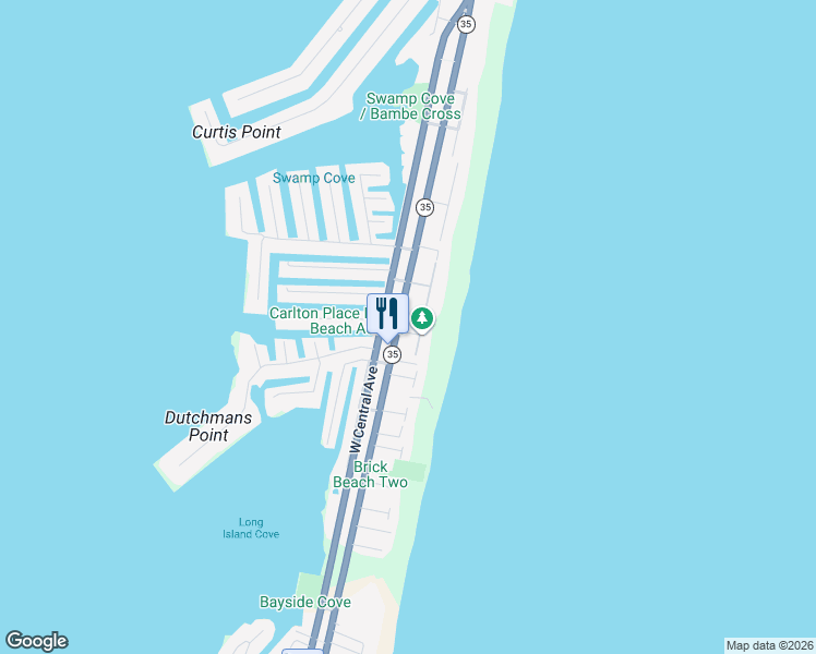 map of restaurants, bars, coffee shops, grocery stores, and more near 273 New Jersey 35 in Mantoloking