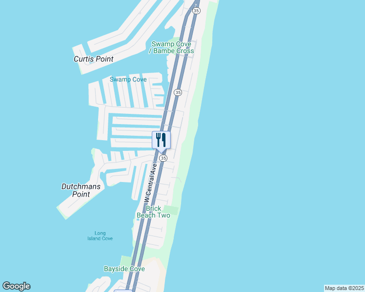 map of restaurants, bars, coffee shops, grocery stores, and more near 272 Sunset Lane in Mantoloking