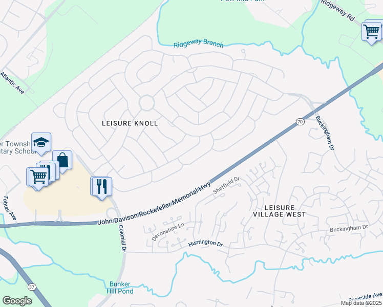 map of restaurants, bars, coffee shops, grocery stores, and more near 23 Dorset Road in Manchester Township