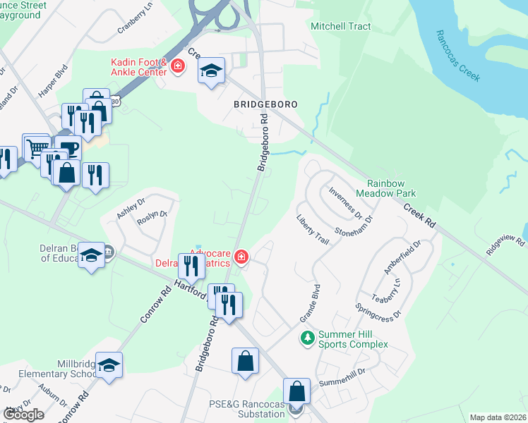 map of restaurants, bars, coffee shops, grocery stores, and more near 129 Natalie Road in Riverside