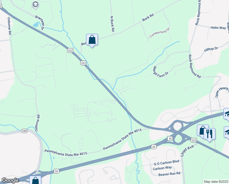 map of restaurants, bars, coffee shops, grocery stores, and more near 510 Old Horseshoe Pike in Downingtown