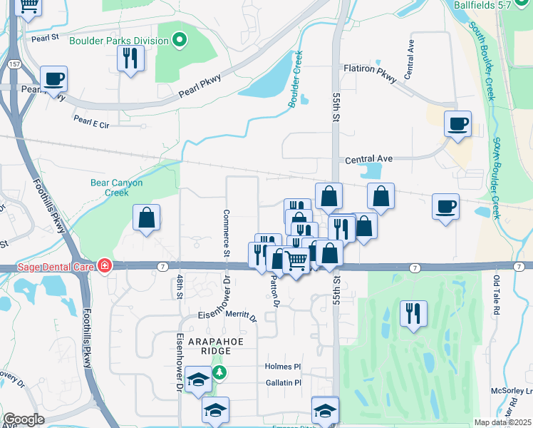 map of restaurants, bars, coffee shops, grocery stores, and more near 1770 Range St in Boulder