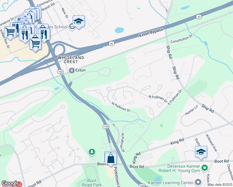 map of restaurants, bars, coffee shops, grocery stores, and more near 642 Metro Court in West Chester