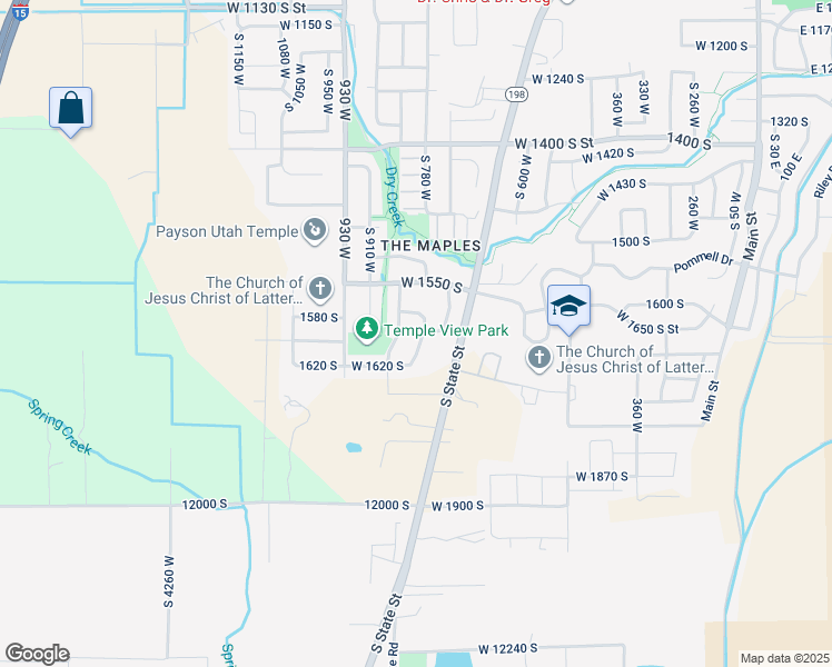 map of restaurants, bars, coffee shops, grocery stores, and more near 1592 South 790 West in Payson