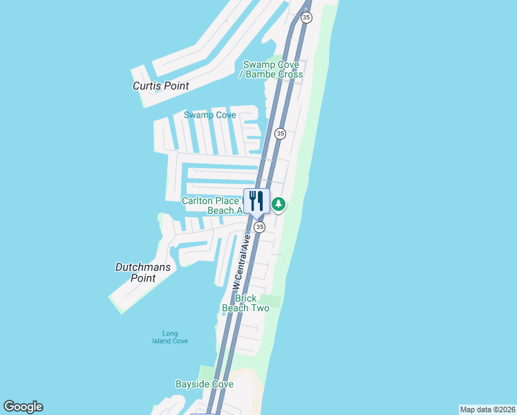 map of restaurants, bars, coffee shops, grocery stores, and more near 273 New Jersey 35 in Mantoloking