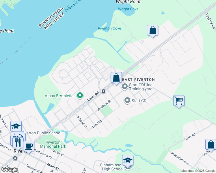 map of restaurants, bars, coffee shops, grocery stores, and more near 1888 Broad Street in Cinnaminson