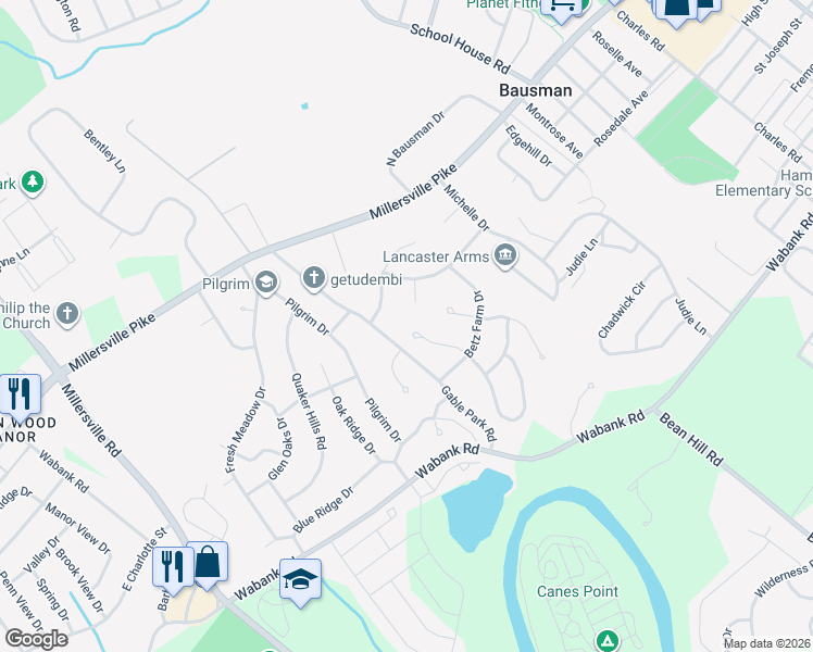 map of restaurants, bars, coffee shops, grocery stores, and more near 28 Greythorne Road in Lancaster