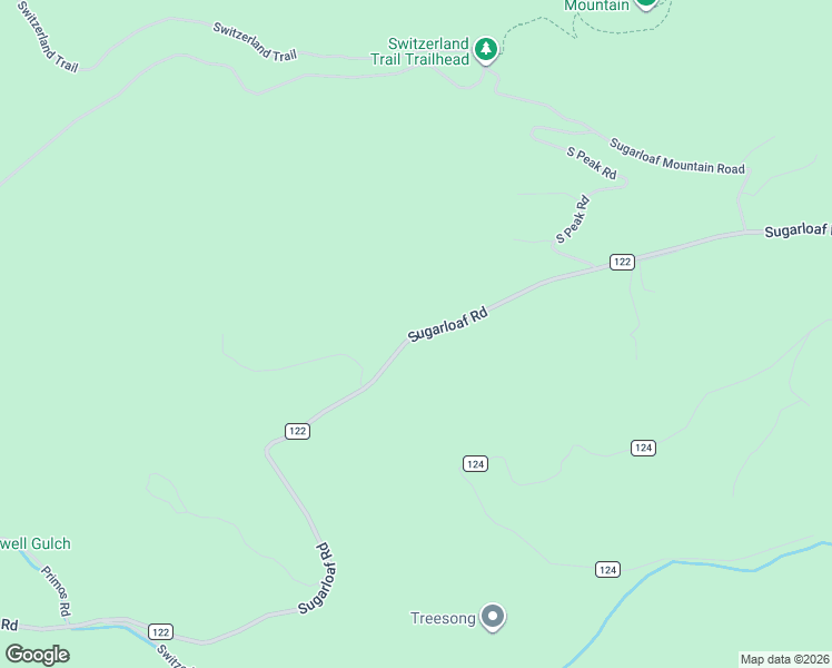 map of restaurants, bars, coffee shops, grocery stores, and more near 5282 Sugarloaf Road in Boulder