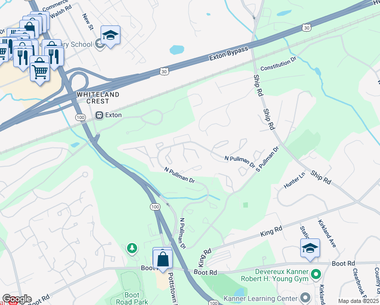 map of restaurants, bars, coffee shops, grocery stores, and more near 666 Metro Court in West Chester