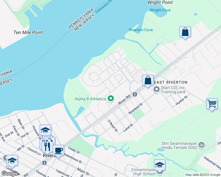 map of restaurants, bars, coffee shops, grocery stores, and more near 1598 Jason Drive in Cinnaminson