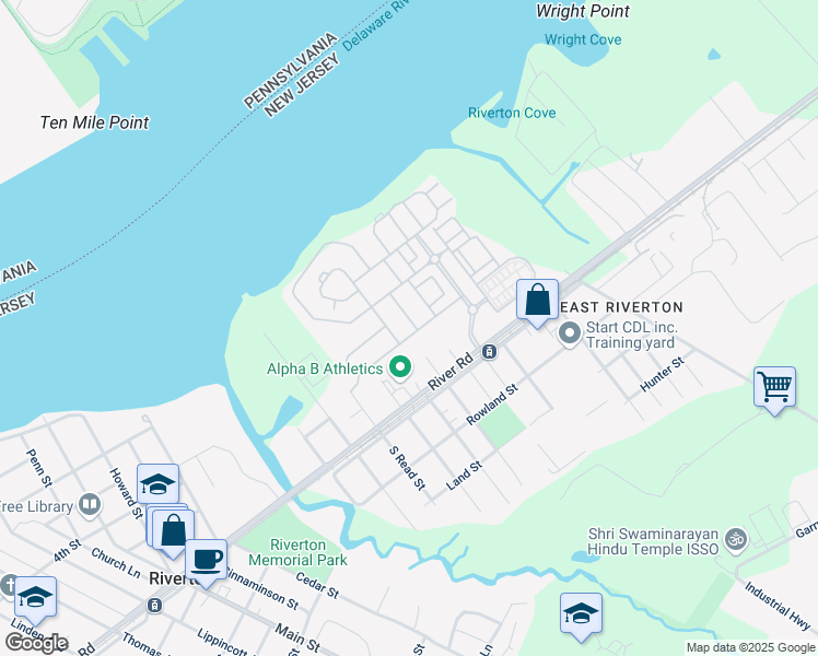 map of restaurants, bars, coffee shops, grocery stores, and more near 331 Amy Way in Cinnaminson