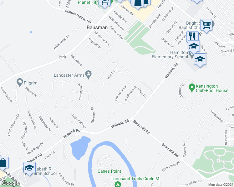 map of restaurants, bars, coffee shops, grocery stores, and more near 1633 Chadwick Circle in Lancaster