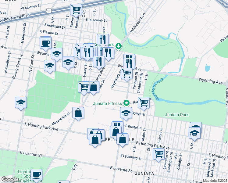 map of restaurants, bars, coffee shops, grocery stores, and more near 610 East Annsbury Street in Philadelphia