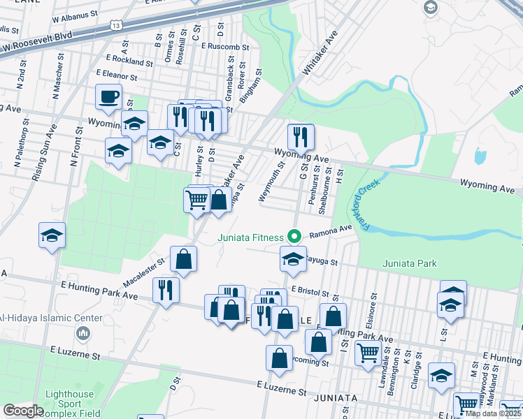 map of restaurants, bars, coffee shops, grocery stores, and more near 602 East Annsbury Street in Philadelphia