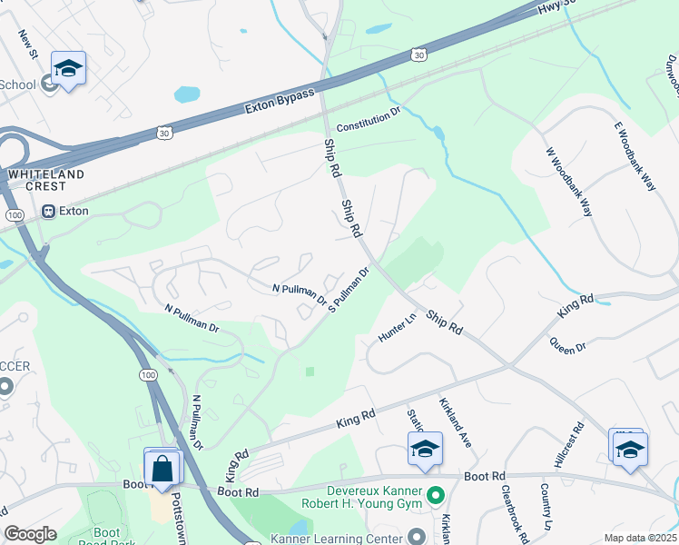 map of restaurants, bars, coffee shops, grocery stores, and more near 899 Railway Square in West Chester