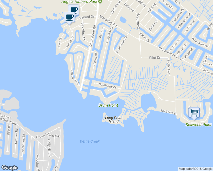 map of restaurants, bars, coffee shops, grocery stores, and more near 123 Southview Drive in Brick