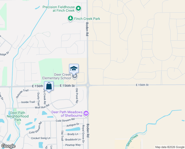map of restaurants, bars, coffee shops, grocery stores, and more near 15682 Boden Road in Noblesville