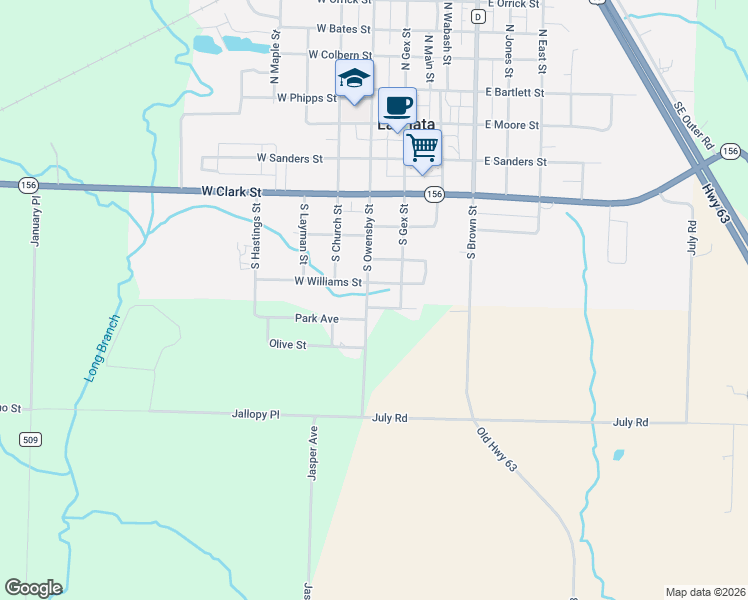 map of restaurants, bars, coffee shops, grocery stores, and more near 705 South Owensby Street in La Plata