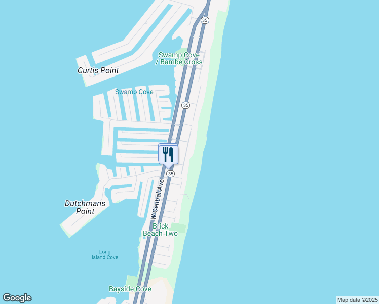 map of restaurants, bars, coffee shops, grocery stores, and more near 272 Sunset Lane in Mantoloking