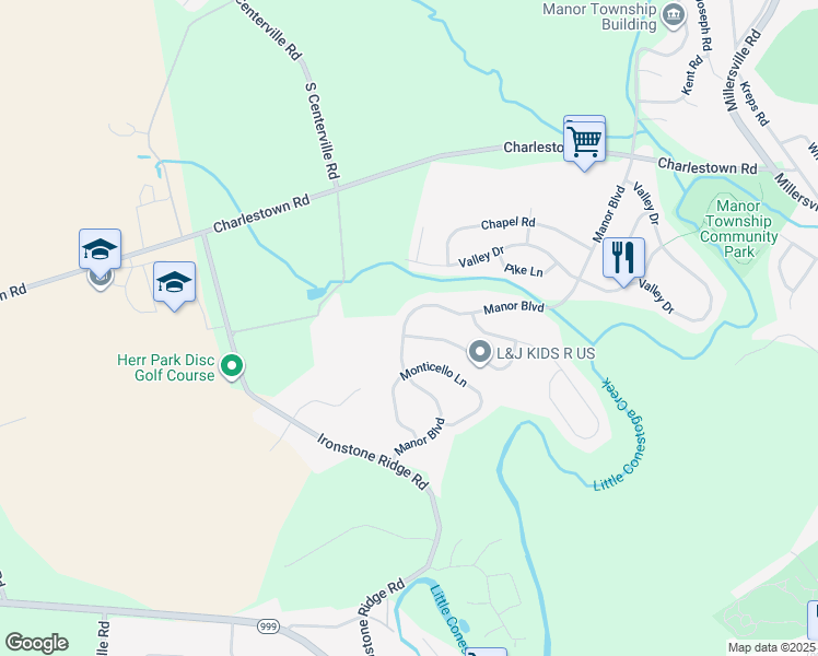 map of restaurants, bars, coffee shops, grocery stores, and more near 1000 Tom Paine Drive in Lancaster