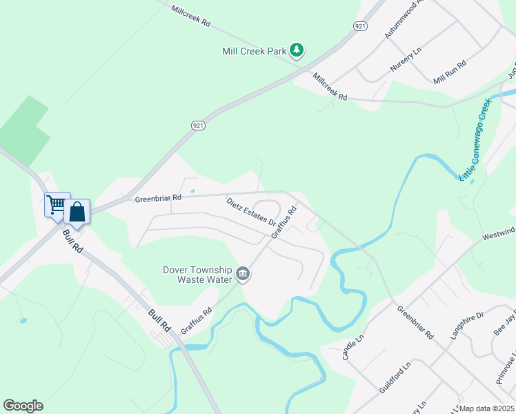 map of restaurants, bars, coffee shops, grocery stores, and more near 500 Graffius Road in York