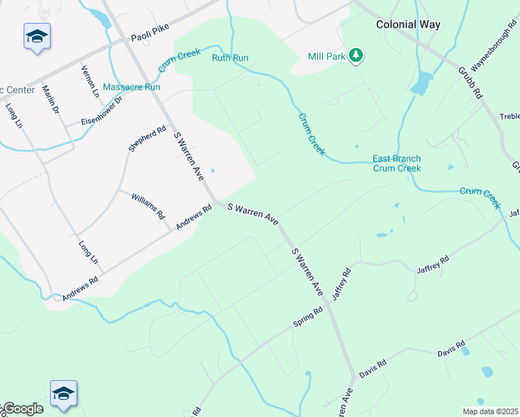 map of restaurants, bars, coffee shops, grocery stores, and more near 2 Stoneybrook Lane in Malvern
