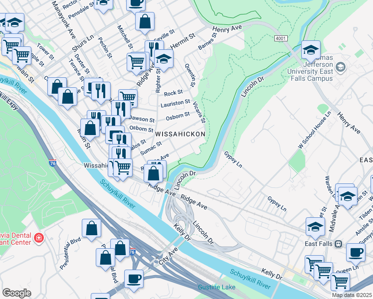 map of restaurants, bars, coffee shops, grocery stores, and more near 3500 Freeland Avenue in Philadelphia