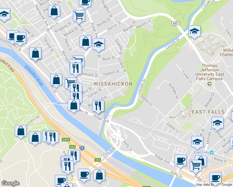 map of restaurants, bars, coffee shops, grocery stores, and more near 3500 Freeland Avenue in Philadelphia