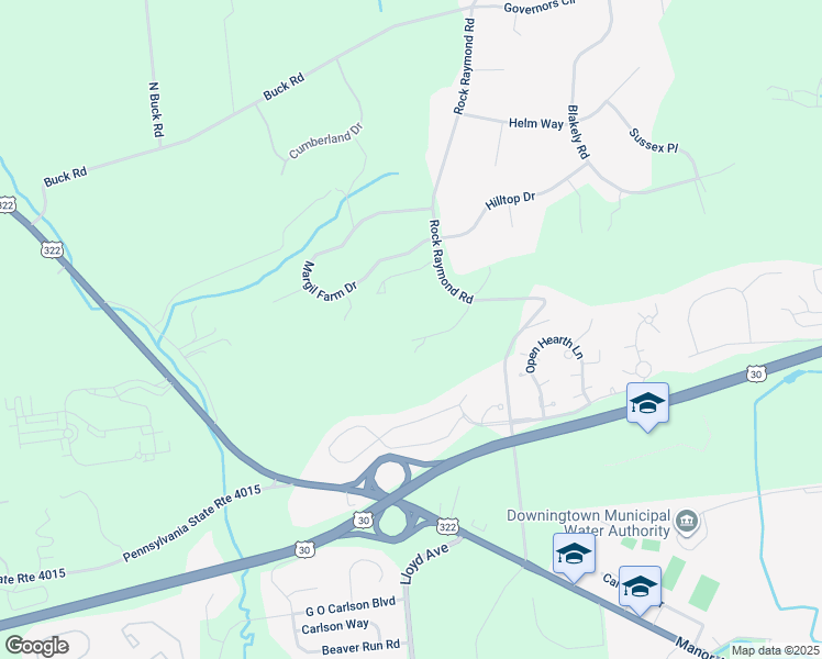 map of restaurants, bars, coffee shops, grocery stores, and more near 332 Rock Raymond Road in Downingtown