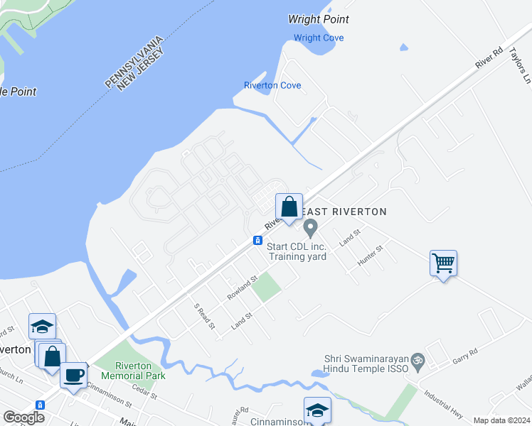 map of restaurants, bars, coffee shops, grocery stores, and more near 201 Camelot Court in Cinnaminson