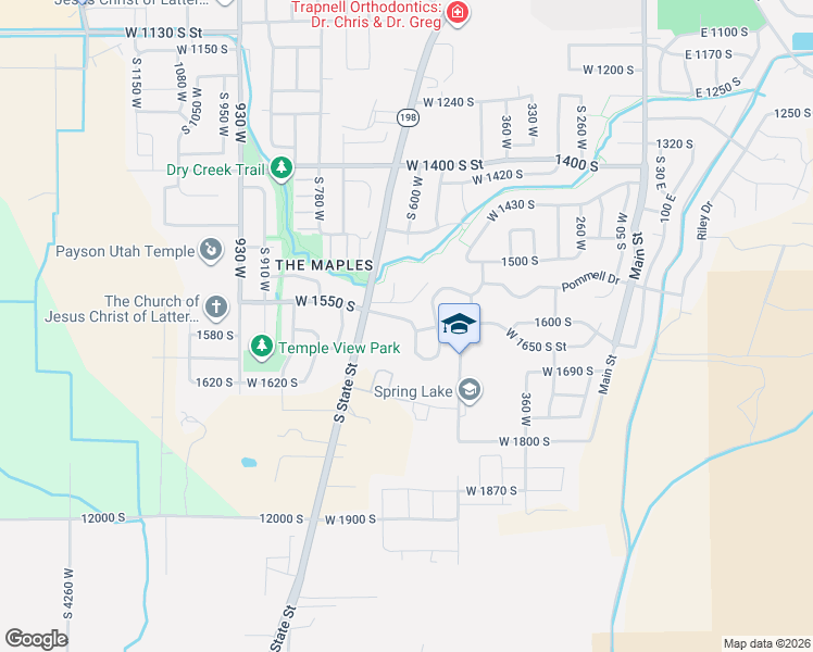 map of restaurants, bars, coffee shops, grocery stores, and more near 625 West Saddlebrook Drive in Payson