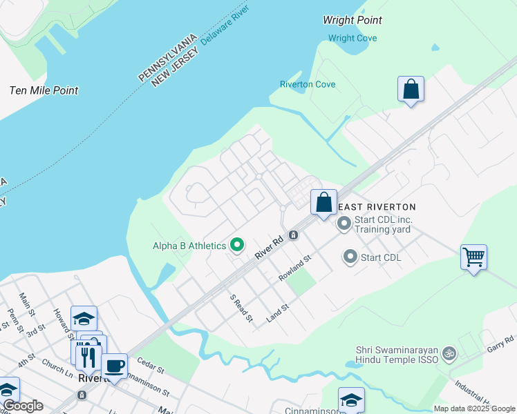 map of restaurants, bars, coffee shops, grocery stores, and more near 355 Harbour Boulevard in Cinnaminson