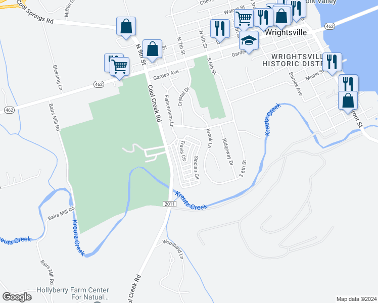 map of restaurants, bars, coffee shops, grocery stores, and more near 167 Cool Creek Manor Drive in Wrightsville