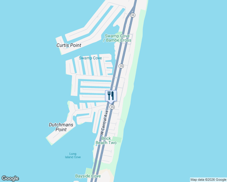 map of restaurants, bars, coffee shops, grocery stores, and more near 247 Grandview Boulevard in Mantoloking