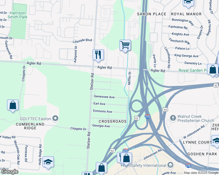 map of restaurants, bars, coffee shops, grocery stores, and more near 3755 Aberdeen Avenue in Columbus