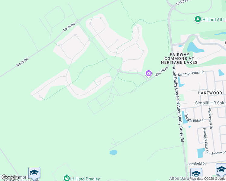 map of restaurants, bars, coffee shops, grocery stores, and more near 6631 Tanager Lane in Hilliard