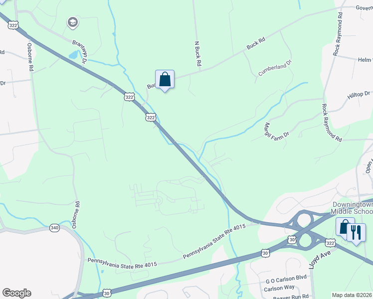 map of restaurants, bars, coffee shops, grocery stores, and more near 857 Horseshoe Pike in Downingtown
