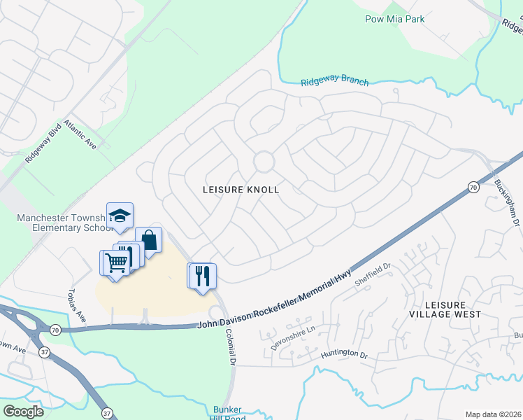 map of restaurants, bars, coffee shops, grocery stores, and more near 28 Oakham Row in Manchester Township