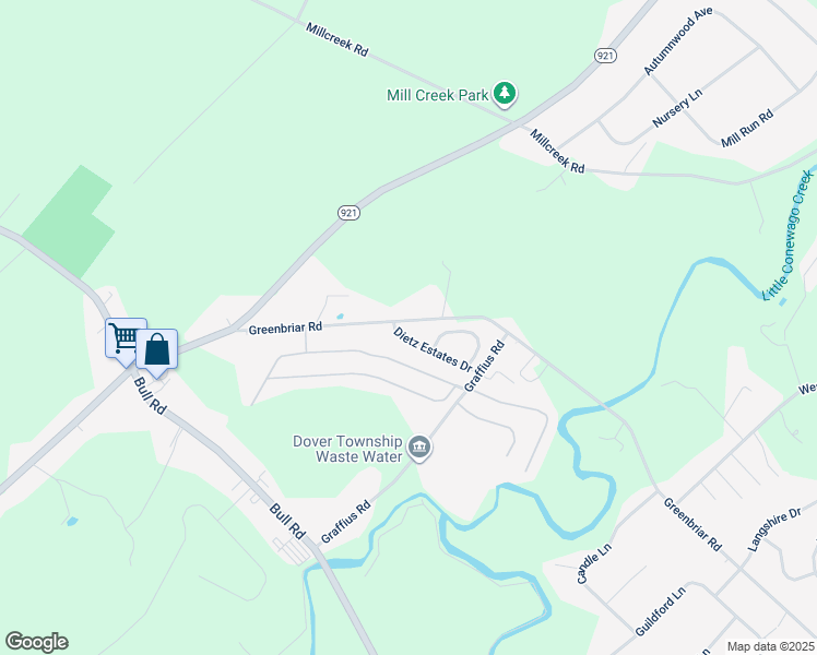 map of restaurants, bars, coffee shops, grocery stores, and more near 500 Graffius Road in York