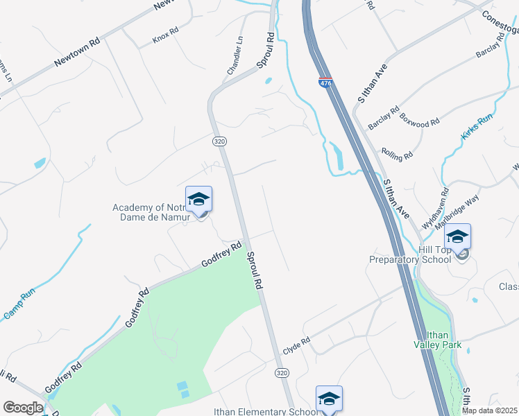 map of restaurants, bars, coffee shops, grocery stores, and more near 618 Radnor Valley Drive in Villanova