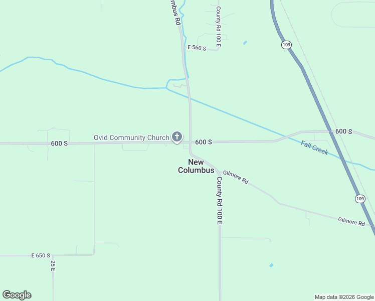 map of restaurants, bars, coffee shops, grocery stores, and more near 6037 South New Columbus Road in Pendleton