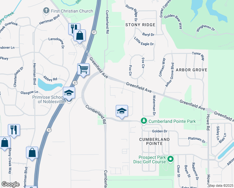 map of restaurants, bars, coffee shops, grocery stores, and more near 15780 Exploration Boulevard in Noblesville