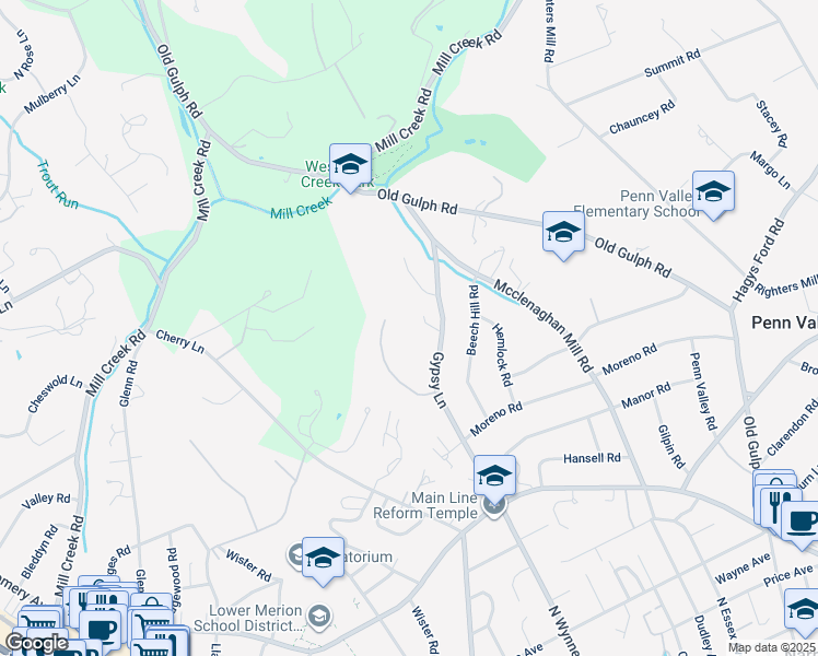 map of restaurants, bars, coffee shops, grocery stores, and more near 113 Knightsbridge Road in Wynnewood