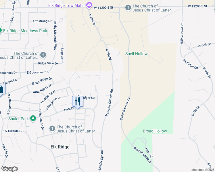 map of restaurants, bars, coffee shops, grocery stores, and more near 549 North Loafer Canyon Road in Payson