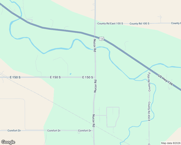 map of restaurants, bars, coffee shops, grocery stores, and more near 1461 Nucor Road in Crawfordsville