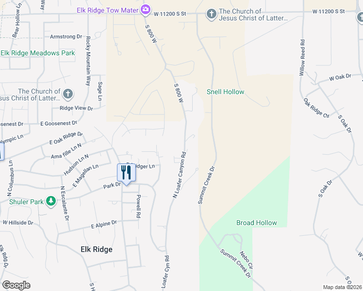 map of restaurants, bars, coffee shops, grocery stores, and more near 469 North Loafer Canyon Road in Payson