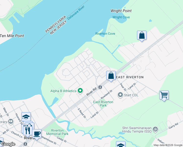 map of restaurants, bars, coffee shops, grocery stores, and more near 355 Harbour Boulevard in Cinnaminson