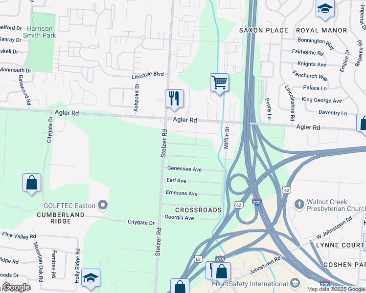 map of restaurants, bars, coffee shops, grocery stores, and more near 3755 Aberdeen Avenue in Columbus