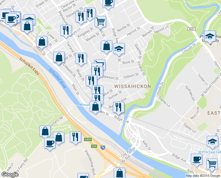 map of restaurants, bars, coffee shops, grocery stores, and more near 161 Kalos Street in Philadelphia